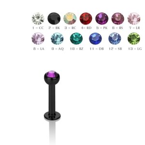 Black Steel - Labret - crystal 1,2 mm - 2,5 mm - RC