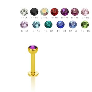 Gold Steel - Labret - crystal 1,2 mm - 2,5 mm - BK