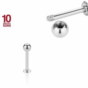 1,0 mm - 9 mm - 3 mm - Stahl - Labret - 10er Pack