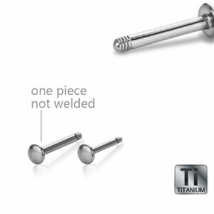 Titanium - Labret - without ball - round back 1,2 mm - 10 mm