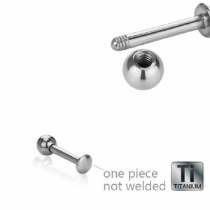 1,2 mm - 6 mm - 3 mm - Titan - Labret - abgerundete...