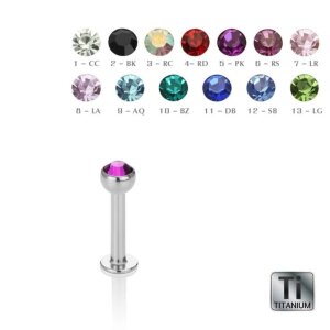 Titanium - Labret - crystal 1,2 mm - 2,5 mm - BK