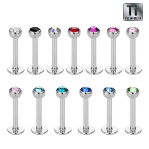 Titanium - Labret - crystal 1,2 mm - 3 mm - AQ