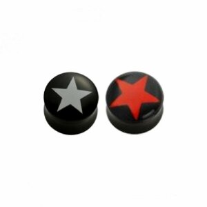 14 mm - RD - Red STAR/ Roter Stern -  - Acryl - Plug -...