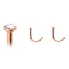 Rosegold Steel - Nose spiral with crystal 0,8 mm CC- Crystal Clear/Kristallklar