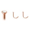 Rosegold Steel - Nose spiral with crystal 0,8 mm LH- Light Peach