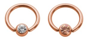 Rosegold Steel - Ball Closure Ring - Crystal 1,2 mm 12 mm...