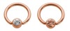 Rosegold Steel - Ball Closure Ring - Crystal 1,2 mm 12 mm 4 mm CC- crystal clear