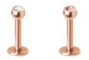 Rosegold Steel - Labret - Kristall 1,2 mm 8 mm 3 mm CC- Crystal Clear/ Kristallklar