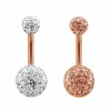 Rosegold Steel - Banana - Double Epoxy Balls - 6mm LH