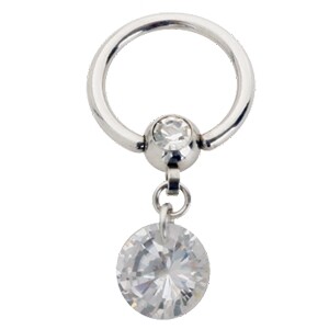 Steel - BCR ball closure ring - crystal - Dangle Element CC