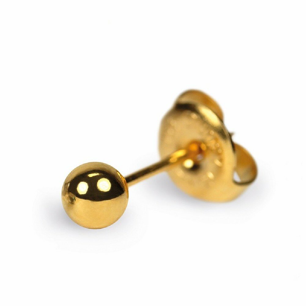 14K Gold Ball Stud Earrings Safety Silicone Gold Backs Stud Earrings 3mm / Yellow Gold