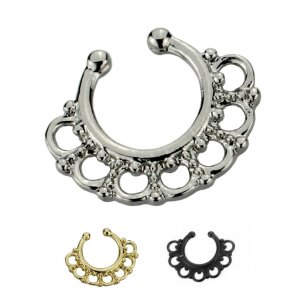 Brass - Fake Septum - perforated silver