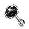 Steel - Ear Stud - Flower - Crystal