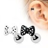 Steel - Ear Stud - Polka Dots Bow Tie