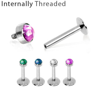 Steel - Labret - Opal - Internally Threaded - Pink