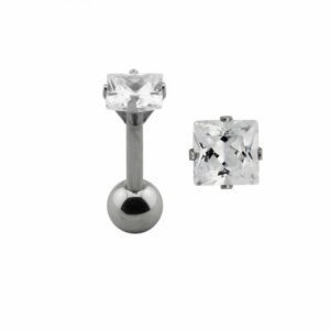 Stahl - Barbell - mit gefasstem Zirkonia - Tragus