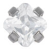 Steel - ear studs - crystal - clear - crown setting - 3mm - Studex System 75