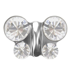 Steel - ear studs - butterfly - clear - Studex System 75