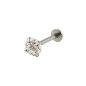 Steel - Labret  - Crystal - Round - Internal Thread