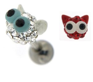 Epoxy - Ohrstecker - Katze - Tragus RD - Rot / Red