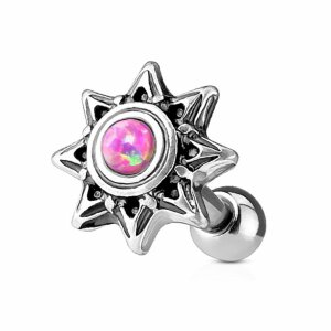 Steel - Barbell - Tragus - Opalith pink