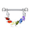 Steel - nipple piercing - marquise - 8 crystals