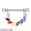 Steel - nipple piercing - marquise - 8 crystals