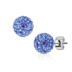 Steel - Ear stud - Glitter - disco ball SB - Saphire 8 mm