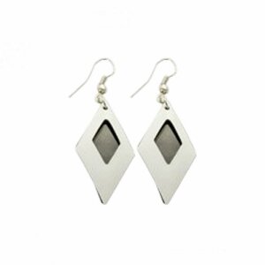 Stainless Steel - Ear pendant - caro - crystal - Black-white