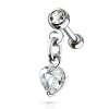 Stahl - Barbell - Tragus - Dangle Element - Herz Zirkon CC - Crystal Clear