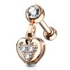 Stahl - Barbell - Tragus - Dangle Element - Kristallherz Rosegold