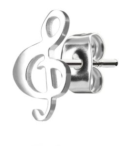 Steel - Ear stud - anchor Silver