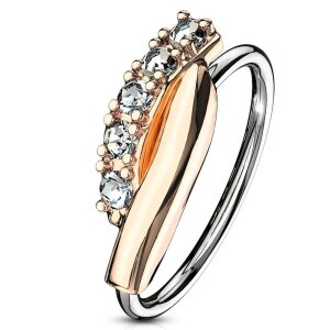 Stahl - Nasenring - Kristall Geflecht - biegbar Rosegold