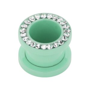 Steel - Flesh Tunnel - pastel green - crystal -...