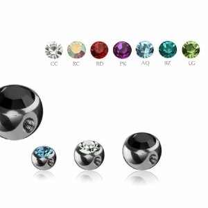 Steel - Screw ball - crystal - 90° thread - 1,6mm 8...