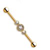 Rosegold Steel - Industrial Barbell - Zirkonia Kristalle