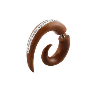 Wood - Fake Taper - Spirale - Crystal 6 mm Brown - Sawo Wood