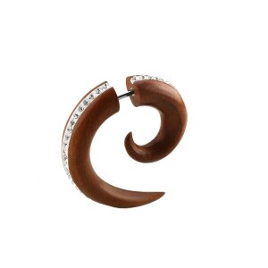 Wood - Fake Taper - Spirale - Crystal 6 mm Brown - Sawo Wood