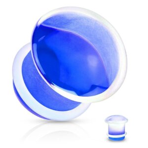 Glas - Plug - klar / blau -  mit Silikon O - Ring 10 mm