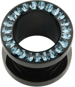 Acryl - Flesh Tunnel - schwarz - Aqua Marine (AQ) - Epoxy...