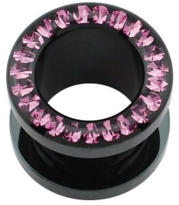 Acrylic - Flesh Tunnel - Black - Pink (PK) - Epoxy 5 mm