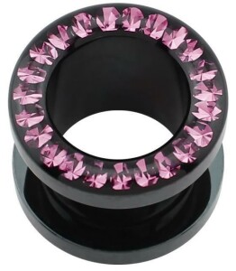 Acrylic - Flesh Tunnel - Black - Pink (PK) - Epoxy10 mm