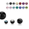 Black Steel - Clip-in ball - with crystal 3 mm - BZ