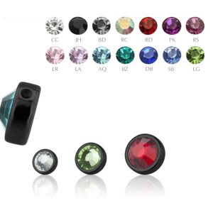 Black Steel - Clip-in flatball - with crystal 4 mm - BK