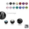 Black Titanium - Screw ball - with crystal 1,2 mm - 2,5 mm - PK