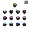 Black Titanium - Screw ball - with crystal 1,2 mm - 2,5 mm - PK