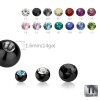 Black Titanium - Screw ball - with crystal 1,2 mm - 2,5 mm - RD