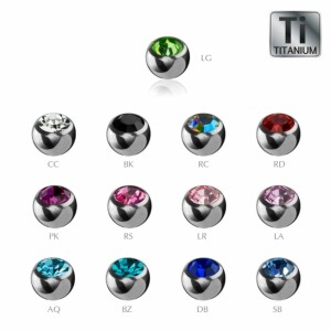 Titanium - Screw ball - crystal 1,2 mm - 3 mm - RS