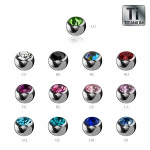 Titanium - Screw ball - crystal 1,2 mm - 3 mm - LR